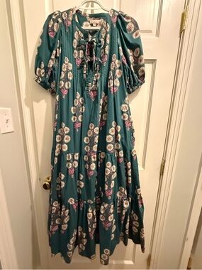 Pink Chicken Indira Pintucked Floral Dress in Evergreen Buttercup Floral